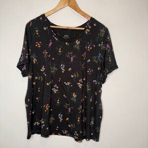 Penningtons Woman Curvey T-Shirt Black Floral Size 2X